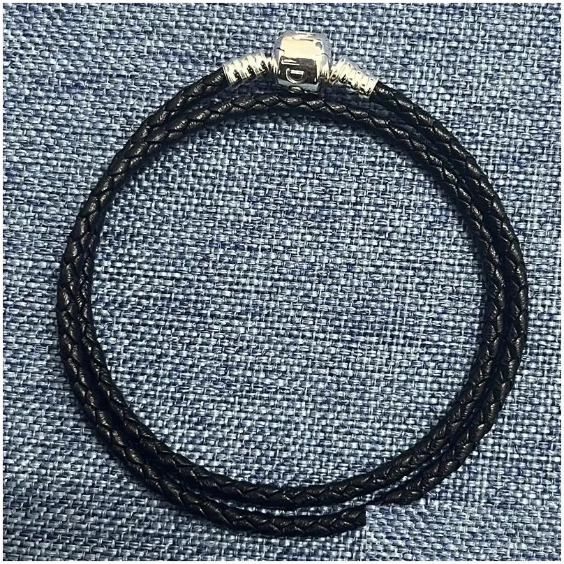 Chain Original Leather Snake Bracelet Secure Heart Clasp Beads Charms Bangles For Women Boy Girls Diy Jewelry Making 231016 Drop Deli Dhksv