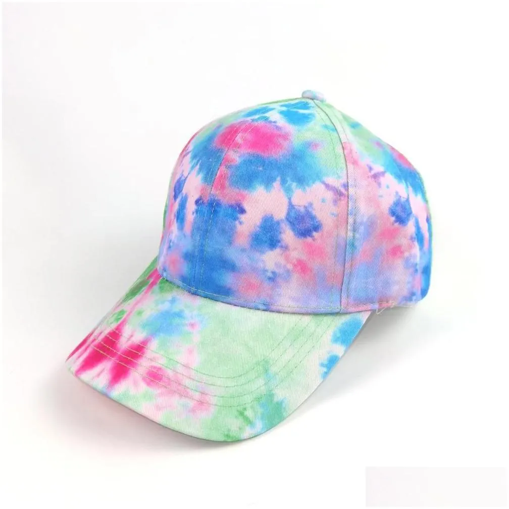 Baseball hats Summer casualn Tie Dyed ball cap snapback Unisex Adjustablel Versatile Sun Shading caps Fashion Hip Hop Sunscreen hat
