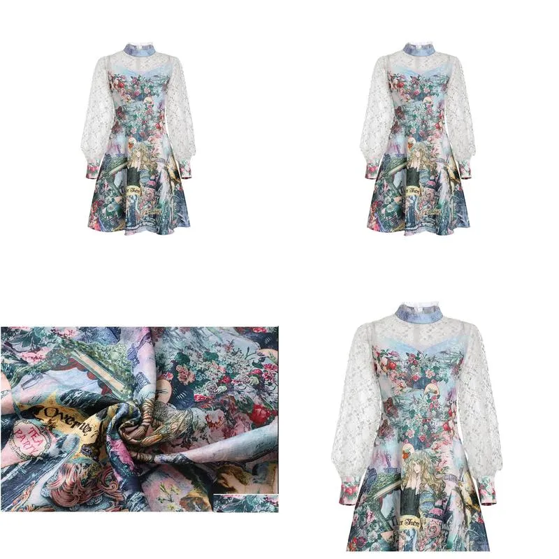 clothing fashion designer summer short dress women casual dresses long sleeve work flower print vintage jacquard dress 2022