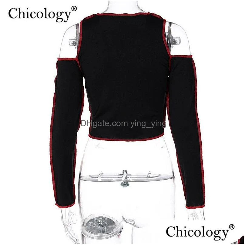 mens t-shirts chicology goth hollow out fashion tshirt women long sleeve crop top t shirt winter fall clothes punk streetwear gothic tee