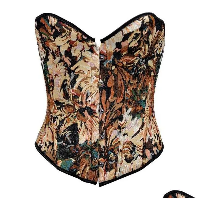 30cm5 retro style button short strapless vintage corset monet oil painting style spicy girl fishbone abdomen gathering chest shaping