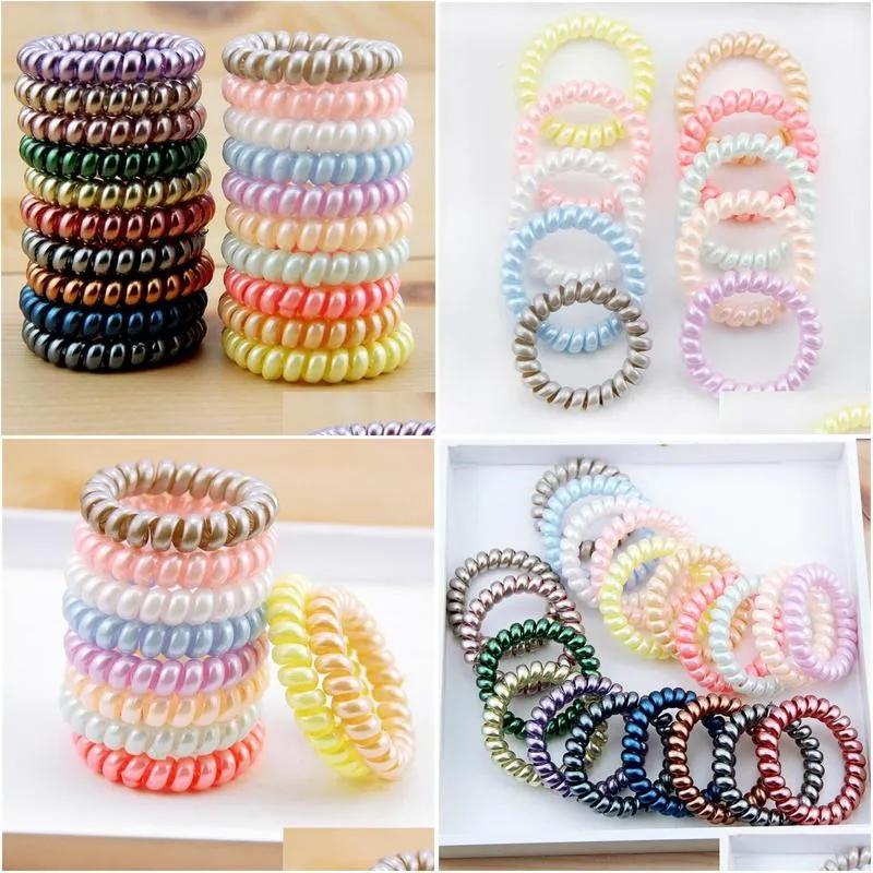 New Women Scrunchy Girl Hair Coil Rubber Hair Bands Ties Rope Ring Ponytail Holders Telephone Wire Cord Gum Hair Tie Bracelet