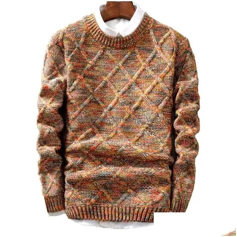 drop brand sweater menbrand fashion pullover male o-neck stripe slim fit knitting fashion sweaters man pullover 201126