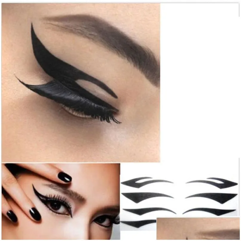 Eyelid Tools Wholesale-4 Pair Eyes Sticker Cat Style Eyeliner Y Temporary Double Eyeshadow Tape Smoky Tattoo Eye Makeup Drop Delivery Ot6Hd