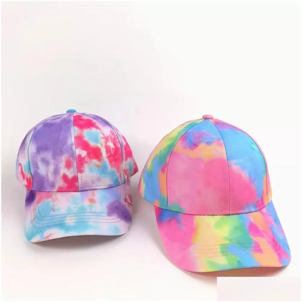 Baseball hats Summer casualn Tie Dyed ball cap snapback Unisex Adjustablel Versatile Sun Shading caps Fashion Hip Hop Sunscreen hat