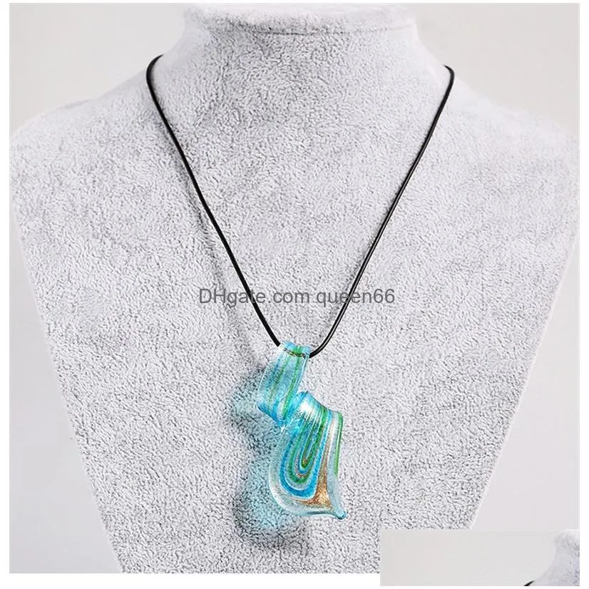 Earrings & Necklace Blue Jewelry Set For Women Girls Glaze Spiral Knives Pendent Dangle Chandelier Glass Wedding Drop Delivery Sets Dh28E