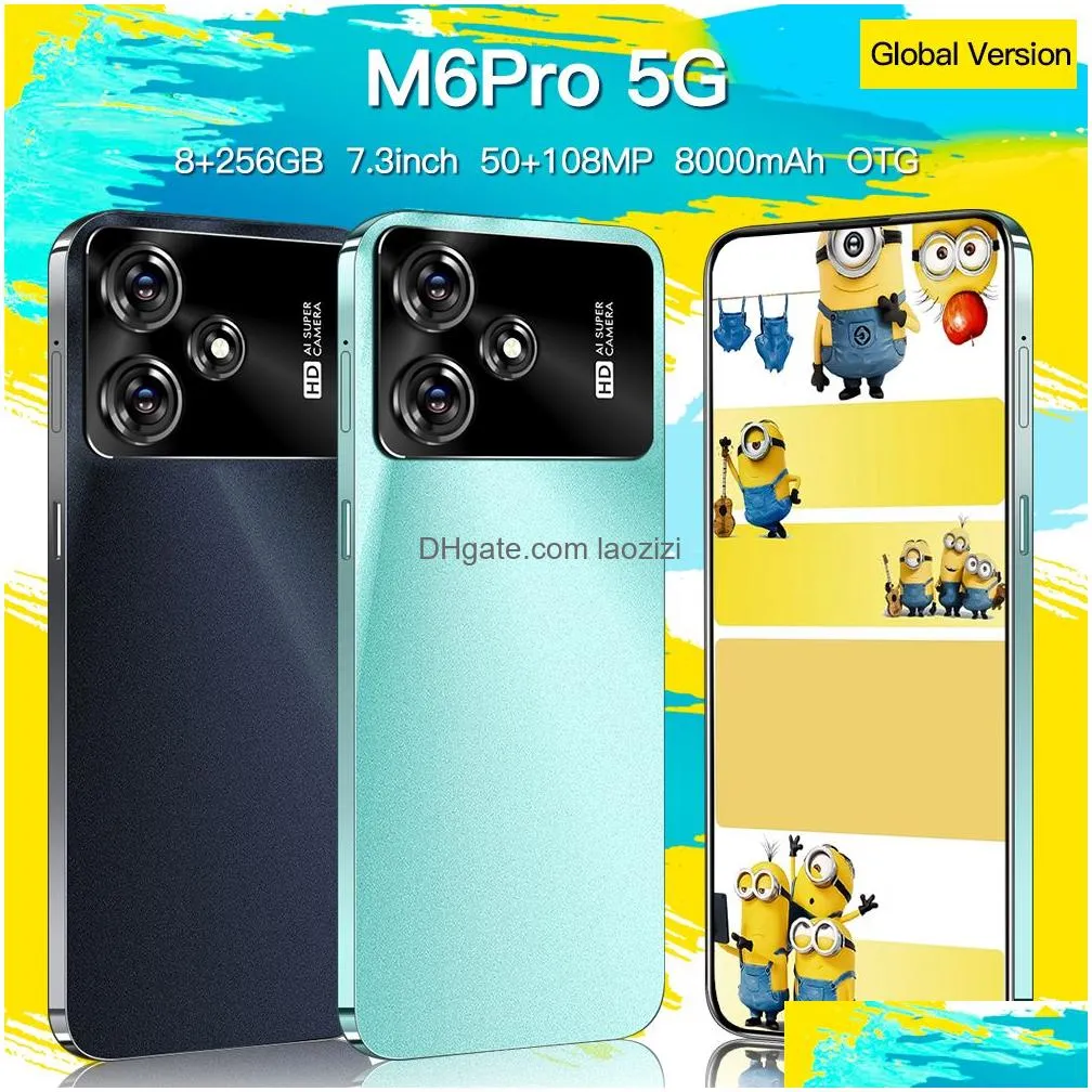 m6pro android smartphone touch screen color screen 4g 8gb 12gb 16gb ram 256gb 512gb 1tb rom 7.3-inch hd screen gravity sensor supports multiple