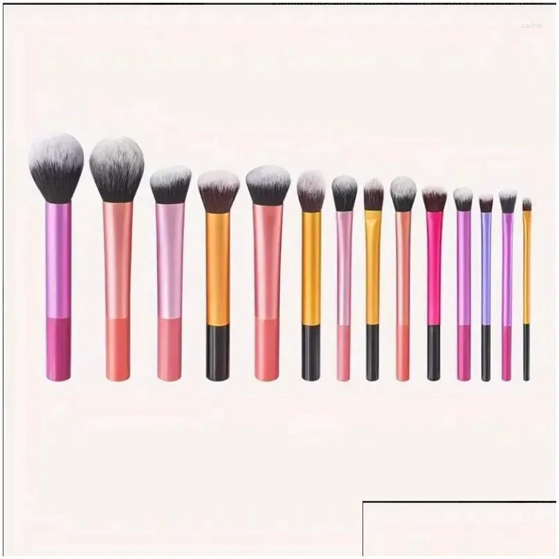 Makeup Brushes 14Pcs Colorf Brush Kit Soft Synthetic Hair Make Up Powder Foundation B Eyeshadow Cosmetic Tools Drop Delivery Health Otzod