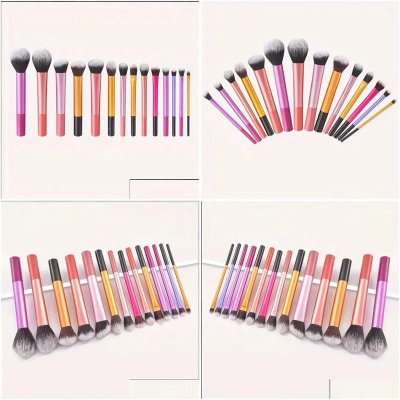 Makeup Brushes 14Pcs Colorf Brush Kit Soft Synthetic Hair Make Up Powder Foundation B Eyeshadow Cosmetic Tools Drop Delivery Health Otzod