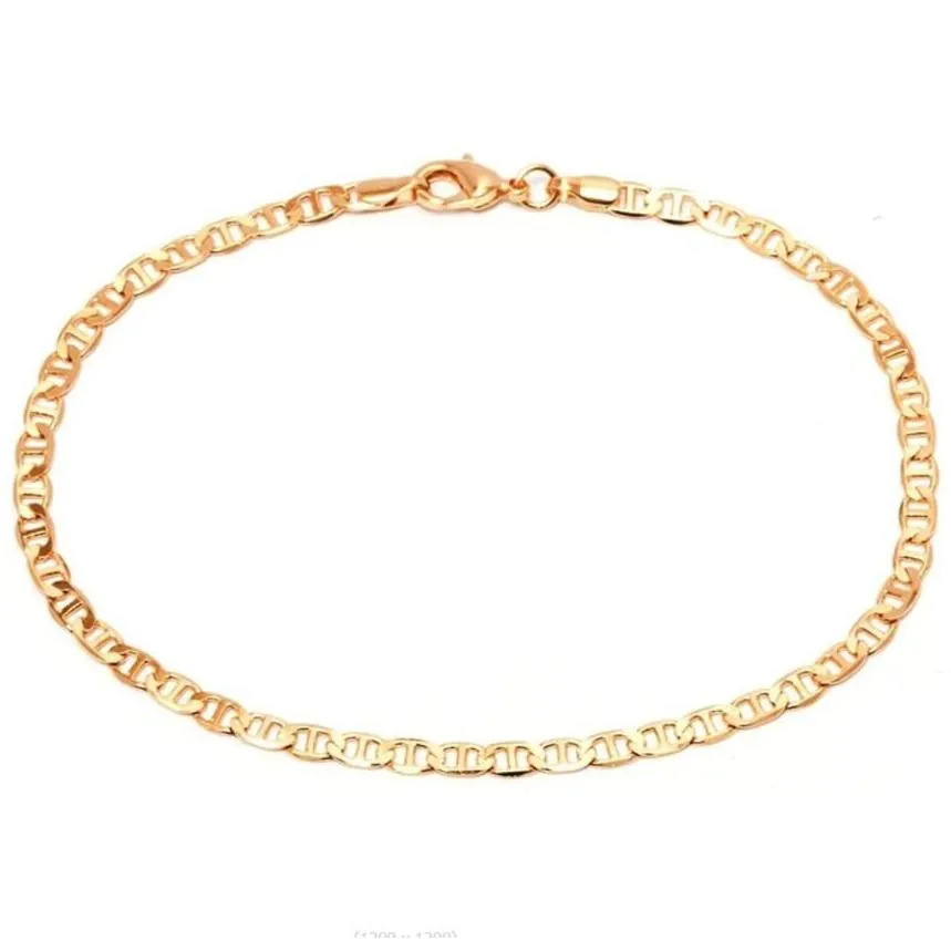 Anklets 4Mm Mariner Link Chain Gold Color Anklet 9 10 11 Inches Cuban Ankle Bracelet For Women Men Waterproof Kirk22 Drop Delivery Je