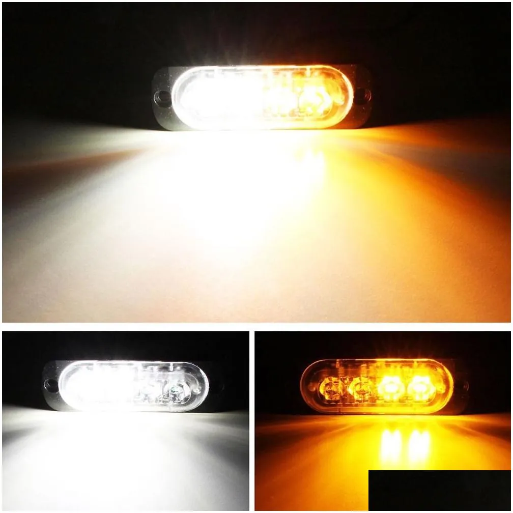 best seller Car Truck 4 LED Strobe Warning Grill Flashing Traffic Beacon Police Light Breakdown Emergency Signal Lamp Blue Amber White