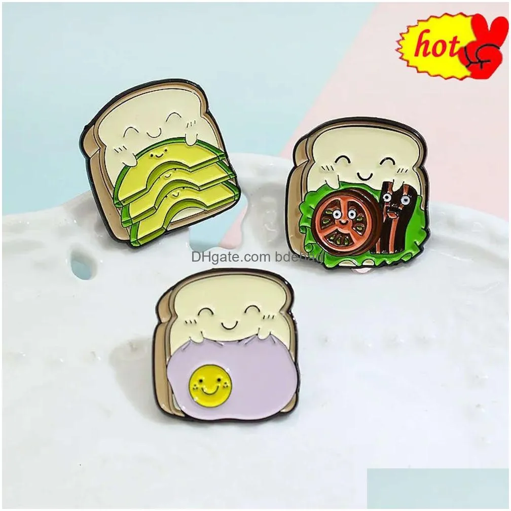 bread baby with eggs lettuce tomato and bacon enamel pin custom dark white brooches bag clothes lapel pin badge weather jewelry