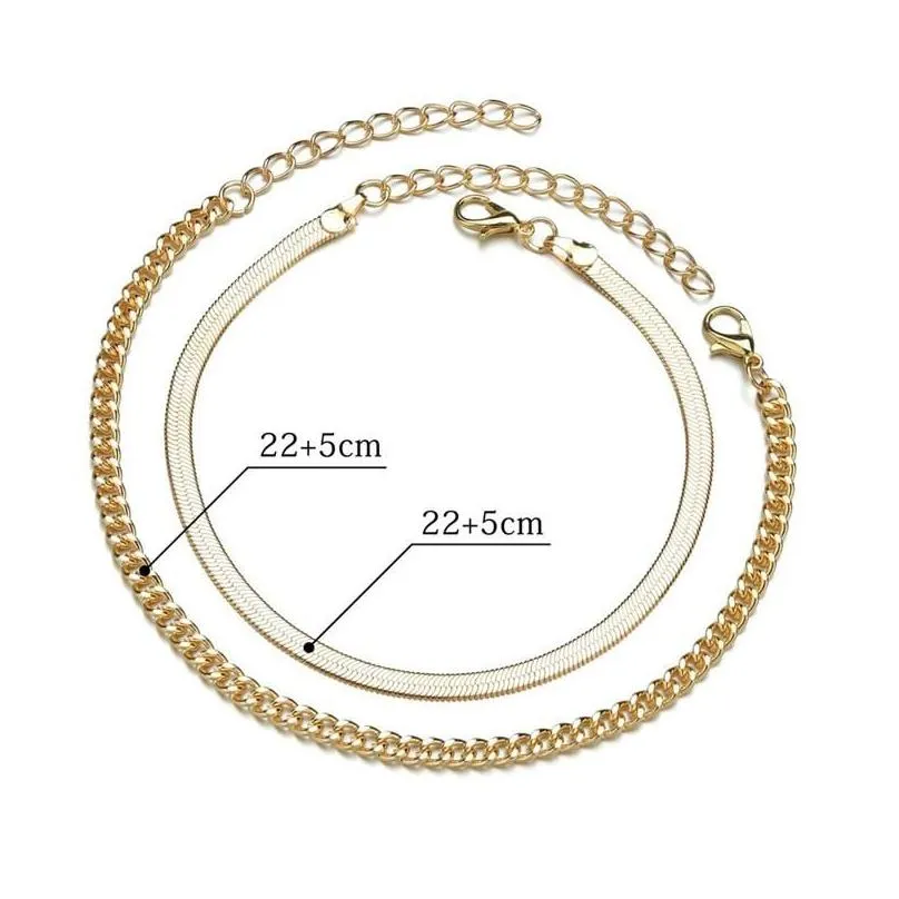 Anklets Fashion Bohemian Gold Snake Link Chain High Quality Punk Ankle Bracelet Women Girl Summer Jewelry Accessories