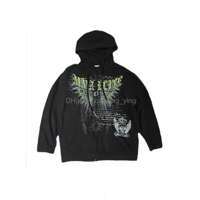 y2k goth grunge letter print zip up hoodies pullover long sleeve streetwear hip hop harajuku american streetwear skull pattern 240109