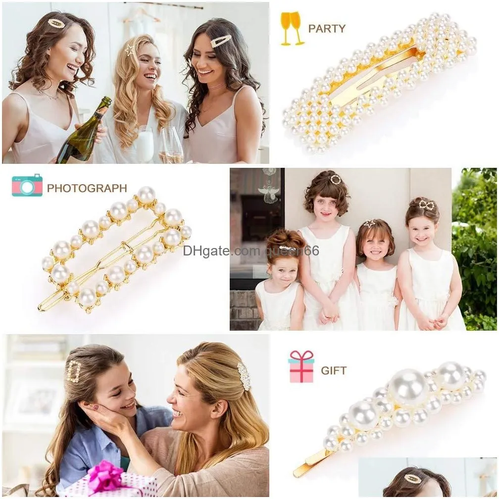 Hair Clips & Barrettes 16Pcs Pearl Clip For Elegant Hairpin Snap Barrette Hairclips Korean Design Hairpins Accesories Drop Delivery J Dhtpx