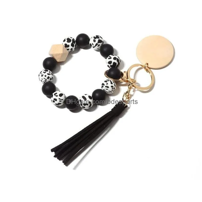 Pendants Sile Bead Bracelet Wrist Keychain With Tassel Diy Gift Drop Delivery Home Garden Arts Crafts Dhhiw