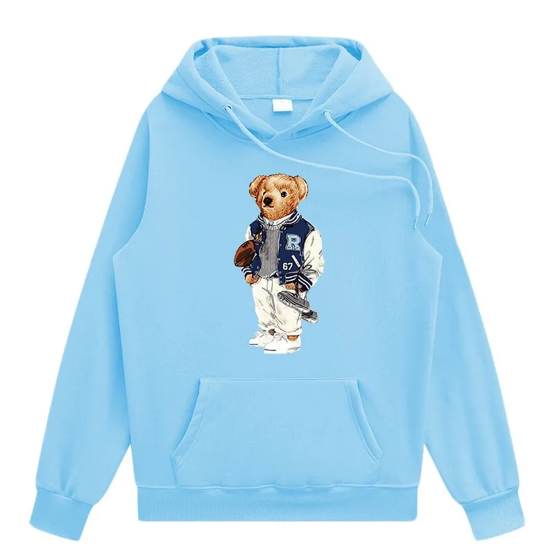 New Men`s Hoodies Designer Teddy Bear rugby Play Hard Printed Unisex Crewneck Hoodies Heavy Blend Crew Neck Loose Long Sleeve Autumn