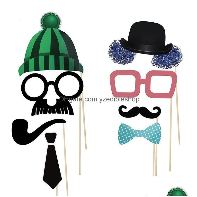 other event party supplies 58pcs po booth props crown diy mask glasses paper beard mustache lip on a stick baby shower birthday wedding party supplies