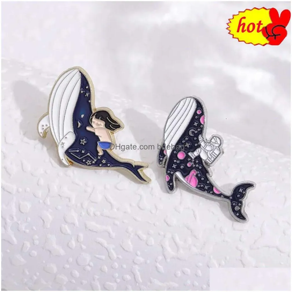 marine whale  enamel pin funny brooch cartoons badge for bags jeans hoodies denim lapel pin jewelry kids gift