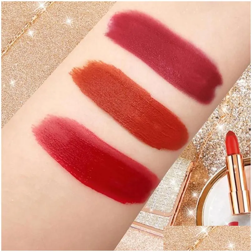 Lip Gloss 3Pcs Lipstick Makeup Set With A Cluth Holder Matte Texture Long Lasting Drop Delivery Otxrm