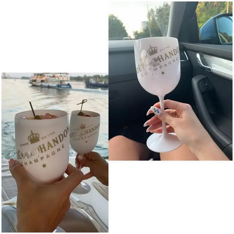 2pcs Christmas Celebrate Party Wine Glasses Unbreakable Wedding White Moet Champagne Coupes Cocktail Flutes Goblet Acrylic Elegant