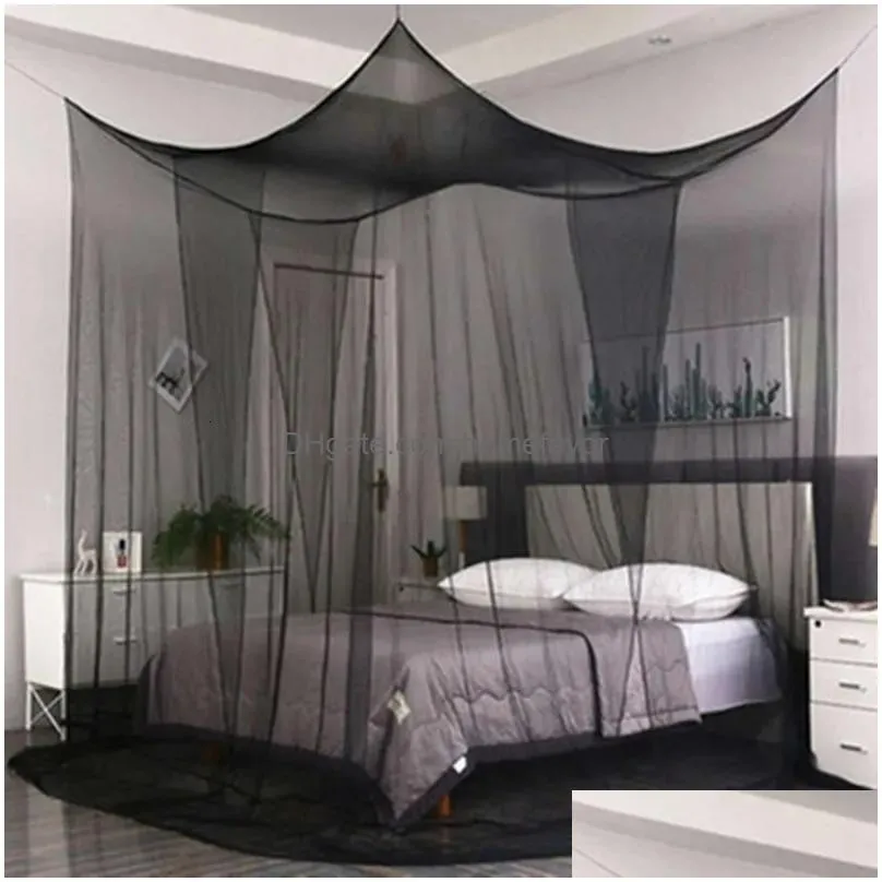 mosquito net sexy four door king queen double size home single bed prevent insect outdoor square grace white canopy 230919