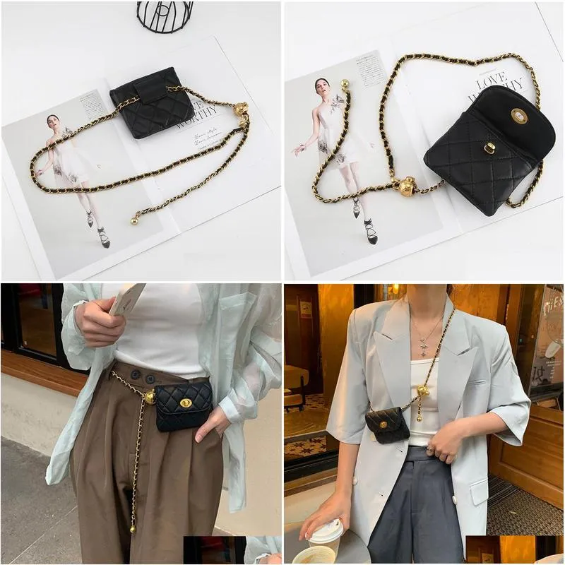 Belts Women Metal Belt Chain With Mini Bag Luxury Designer Brand Waist Strap Lady Girl Dress Jeans Trousers Decorative Accessories Dr Dh3B0