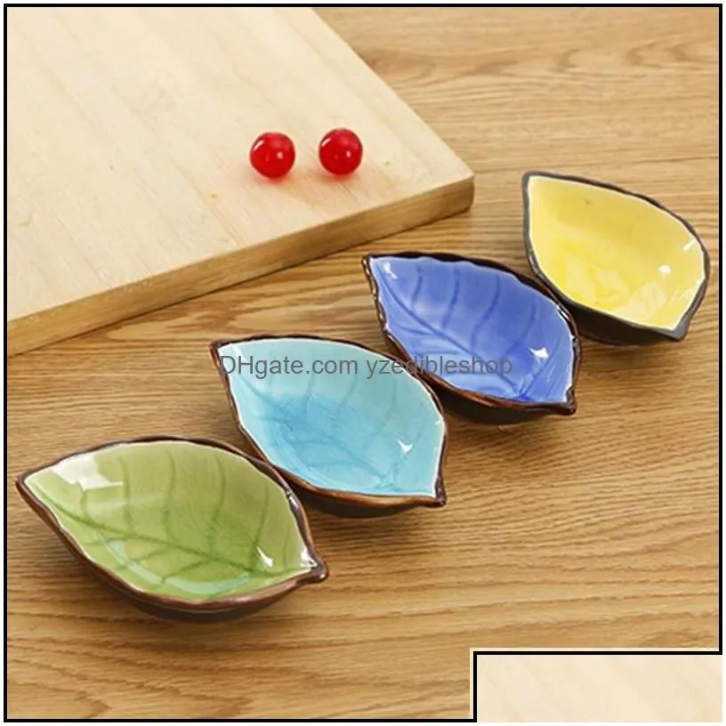 dishes plates japanese seasoning dish kitchen vinegar sauce plate handcraft leaves ceramic sushi drop delivery home garden dining