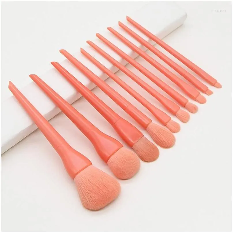 Makeup Brushes Professional Set 10Pcs Soft Foundation Powder B Brush Eyeshadow Contour Blending Make Up Beauty Drop Delivery Otw5F