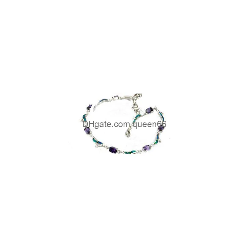 Bracelet & Necklace Bluer Opal Amethyst Stone Jewelry Drop Delivery Sets Dhdvq