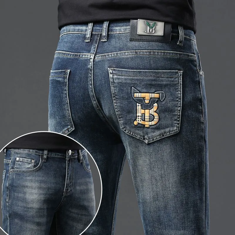 New JEANS Pants pant Men`s trousers BBicon Stretch Autumn winter close-fitting jeans cotton slacks washed straight business casual