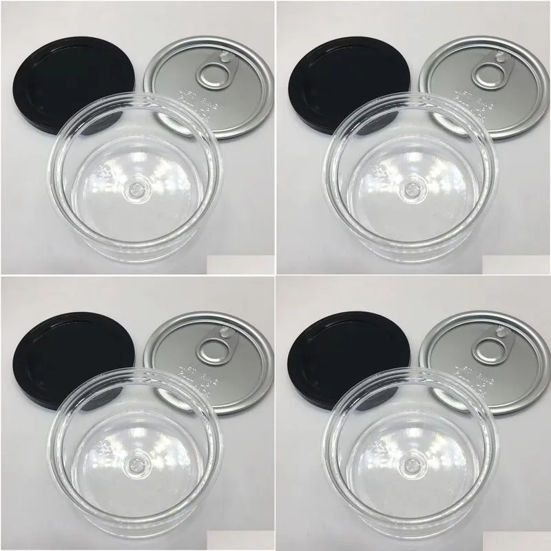 glass jars storage container canisters oem labels 100ML 200ML 50ML tin cans black white caps food storages smell proof water proof