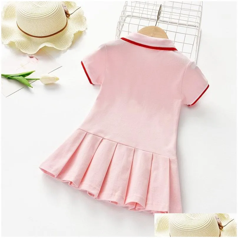 Girl`S Dresses Kids Girl Lapel Collar Embroidery Short Sleeve Dress Toddler Girls Clothes Summer Baby Designer Drop Delivery Baby, Mat Otxwt