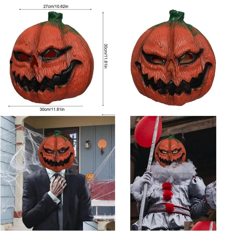 party masks halloween pumpkin head masque costume props latex headwear down decoration supplies 230919