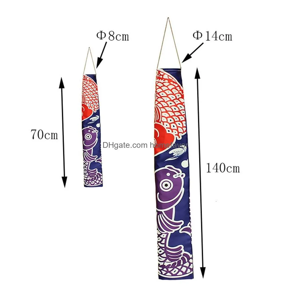 banner flags 70cm japanese carp spray windsock streamer fish flag koinobori kite cartoon colorful wind sock 140cm 230701