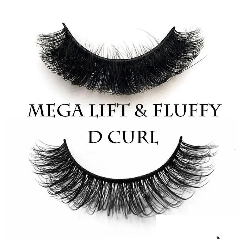 False Eyelashes Pairs D Curl 15Mm Russian Lashes 6D Faux Mink Reusable Fluffy Volume Strips Extensionsfalse Drop Delivery Otkei