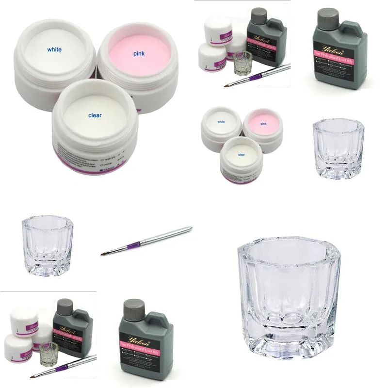 Nail Manicure Set Pro Acrylic Powder Liquid 120Ml Brushes Deppen Dish Acryl Poeder Art Design Acrilico Kit 153 Drop Delivery Otvnc