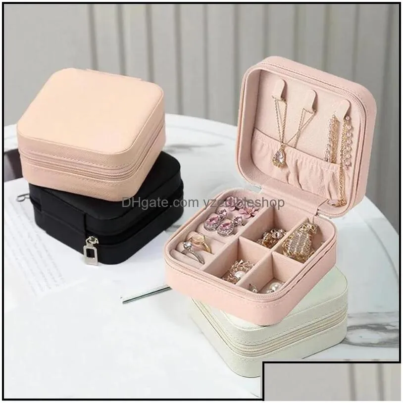 Jewelry Boxes Packaging Display Portable Small Box Women Travel Jewellery Organizer Pu Leather Mini Case Ring Otswz