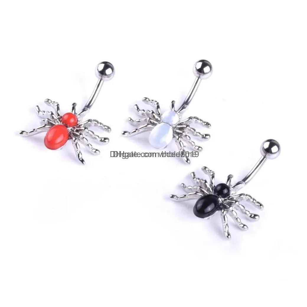Navel & Bell Button Rings Piercing For Women Vintage Spider Surgical Steel Summer Beach Fashion Body Jewelry Drop Delivery Dhr2P