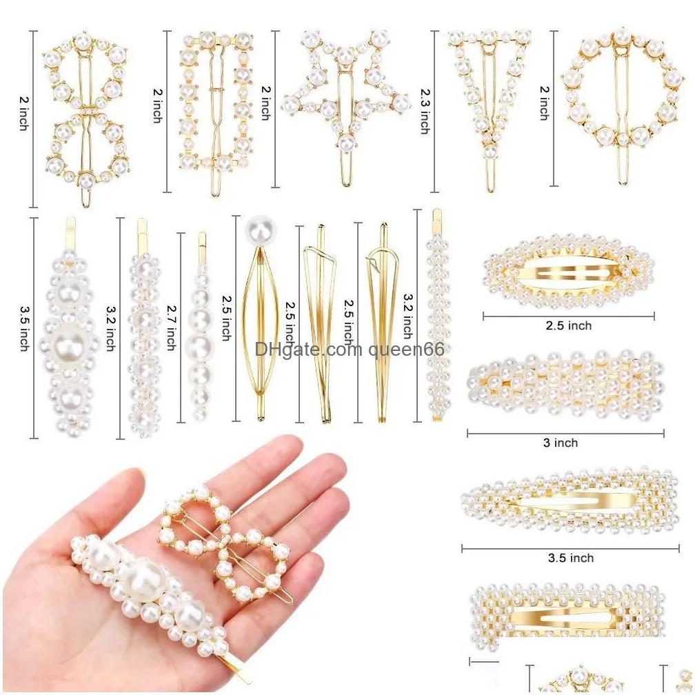 Hair Clips & Barrettes 16Pcs Pearl Clip For Elegant Hairpin Snap Barrette Hairclips Korean Design Hairpins Accesories Drop Delivery J Dhtpx