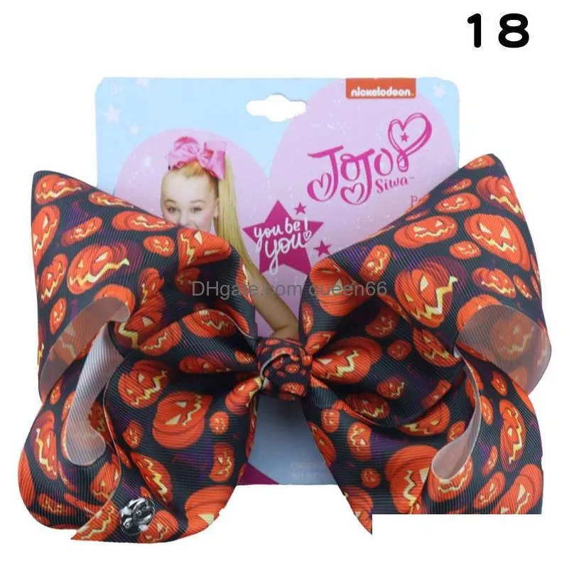 Hair Clips & Barrettes 8Inch Siwa Bow Ribbon Large Accessories Bone Pumpkin Design Halloween Girls Clippers Baby Drop Delivery Jewelr Dhkow