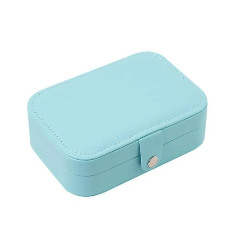 Storage Boxes & Bins Protable Leather Jewelry Box Earrings Ring Necklace Case Jewel Packaging Travel Cosmetics Beauty Organizer