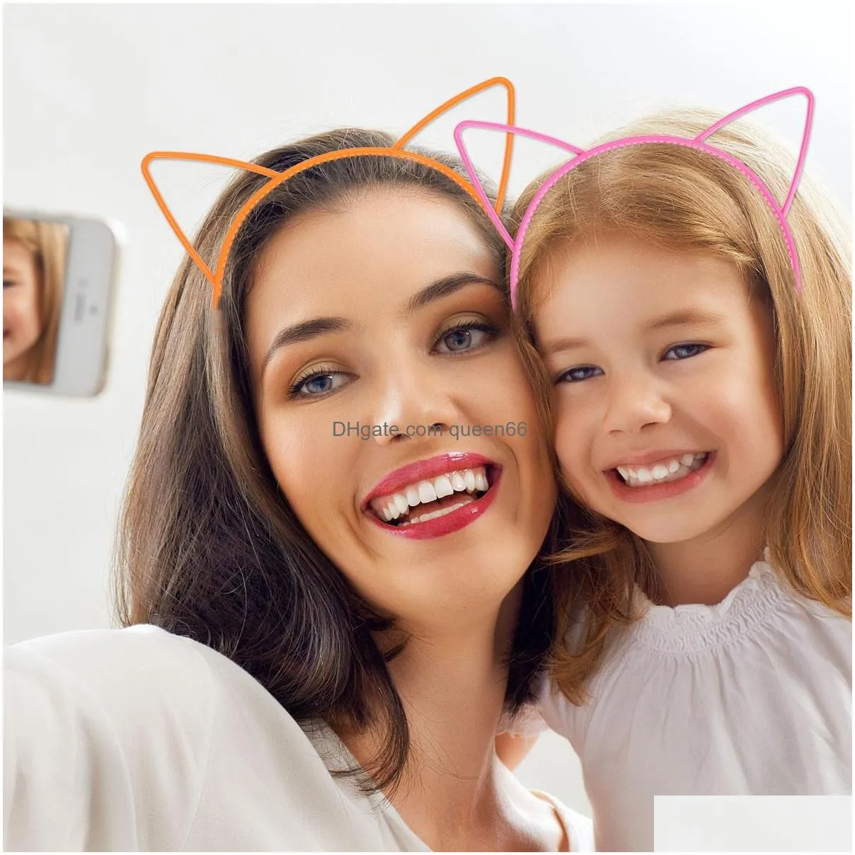 Headbands 24Pcs Cat Ear Headband 0.6Cm Abs Plastic Hair Hoop Headpiece For Party Daily Hairstyle Decoration Women Kids 12 Colors Drop Dhque
