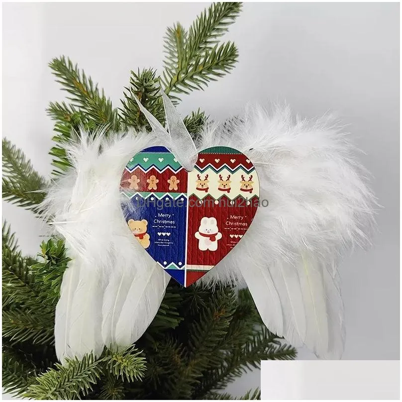 wholesale sublimation blanks angel feather wings decor ornament round and heart shape aluminum hanging charms