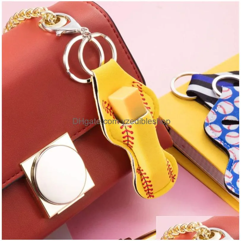 dhs 209 colors pattern printing favor chapstick holder girl lipstick keychain for party favors valentines gift