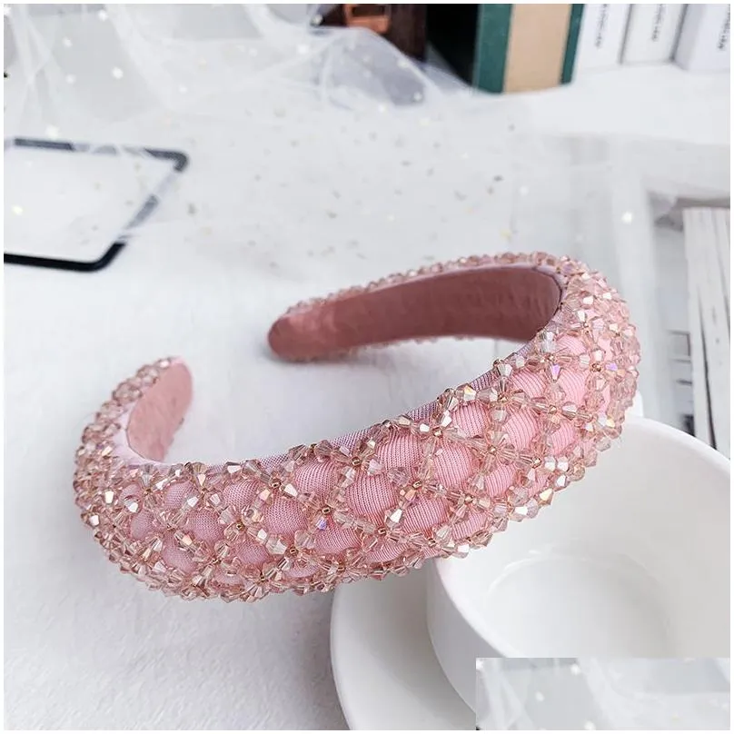 Colorful Crystal Headband for Woman Luxury Hand Made Beaded Sponge Hair Band Bridal Wedding Party headbands