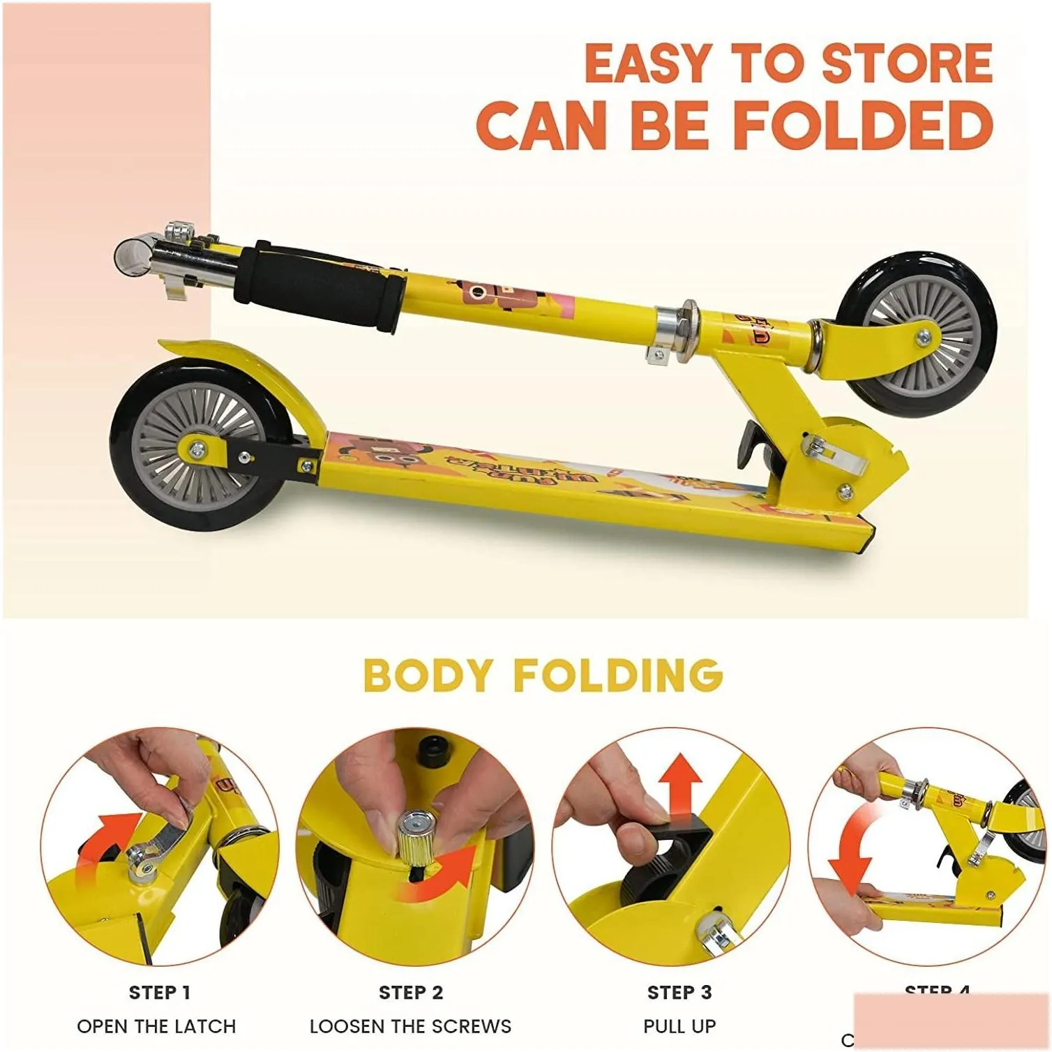 FunWater 2-in-1 Kids Kick Scooter Snow Sled Kick Scooter Conversion Kit Foldable Body Light Weight Adjustable Height Handle Toddlre Scooter for Kids Boys and