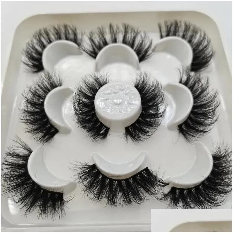 False Eyelashes 5 Pair 25 Mm Mink Fluffy Lashes Dramatic Messy Long Makeup Wholesale 25Mm 3D Drop Delivery Otk6D