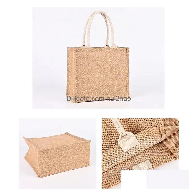 wholesale plain natural tote bag small jute bags for diy hand painting sublimation blank polyester canvas totes with handles
