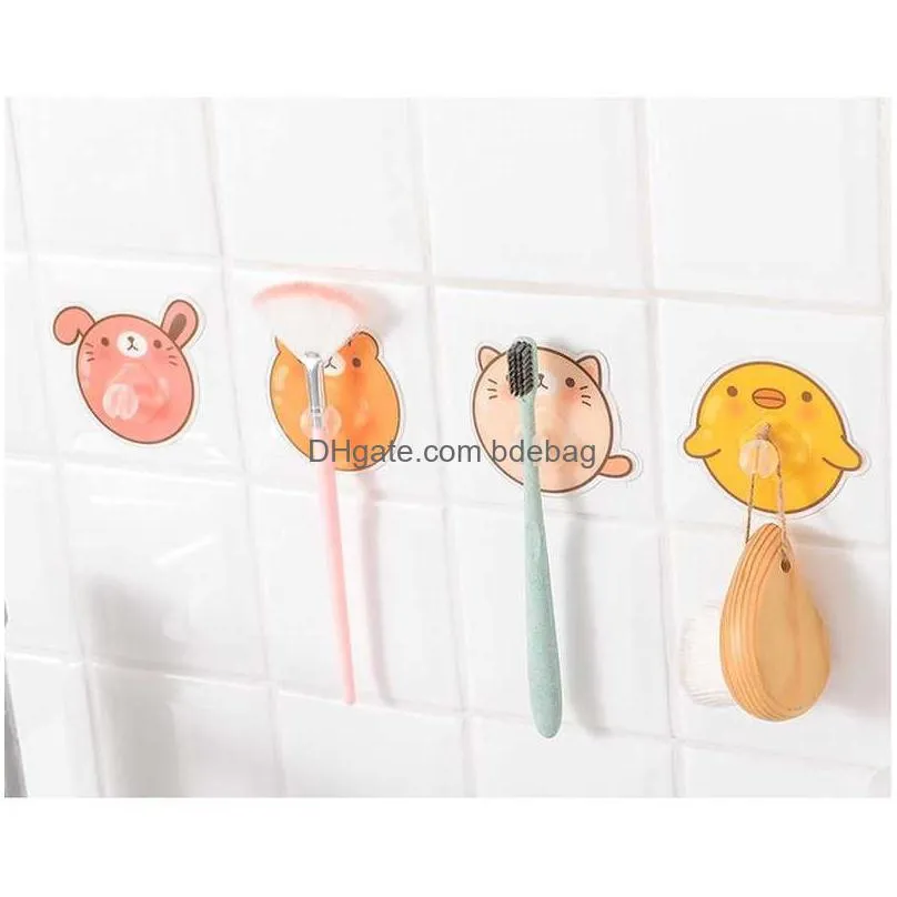  cartoon chick bunny kitten bear animal toothbrush holder wall mounted antibacterial tooth brush storage rack bathroom organizer
